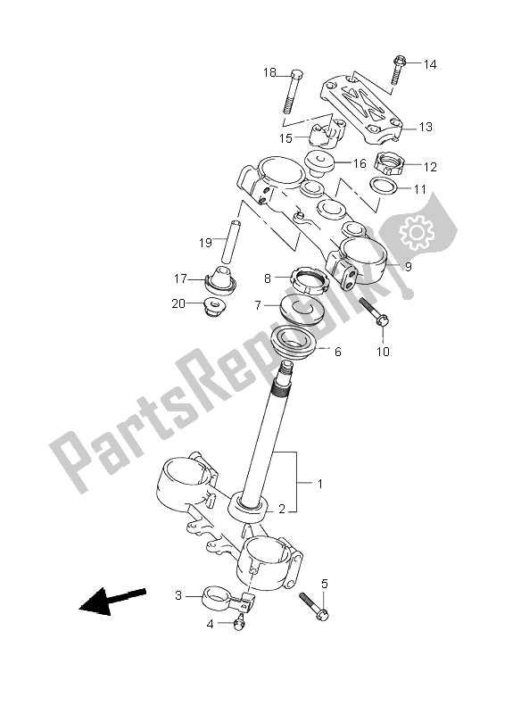 All parts for the Steering Stem of the Suzuki RM 125 2006