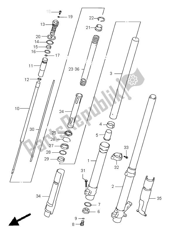 Todas las partes para Amortiguador Delantero de Suzuki RM 125 1998