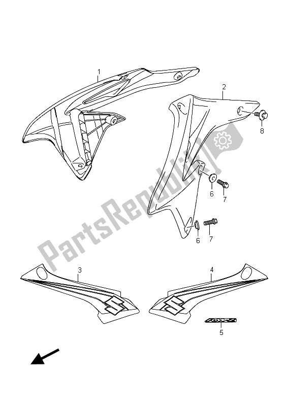 All parts for the Fuel Tank Cover of the Suzuki RM Z 250 2015