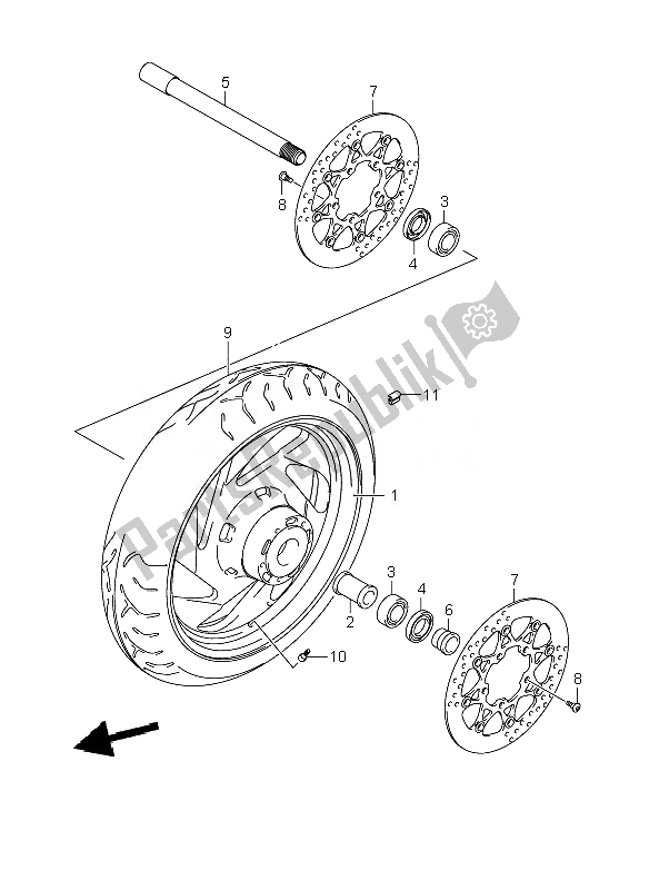 All parts for the Front Wheel of the Suzuki VZR 1800 Rnzr M Intruder 2010