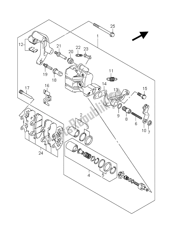 All parts for the Rear Caliper (model) of the Suzuki AN 650A Burgman Executive 2006