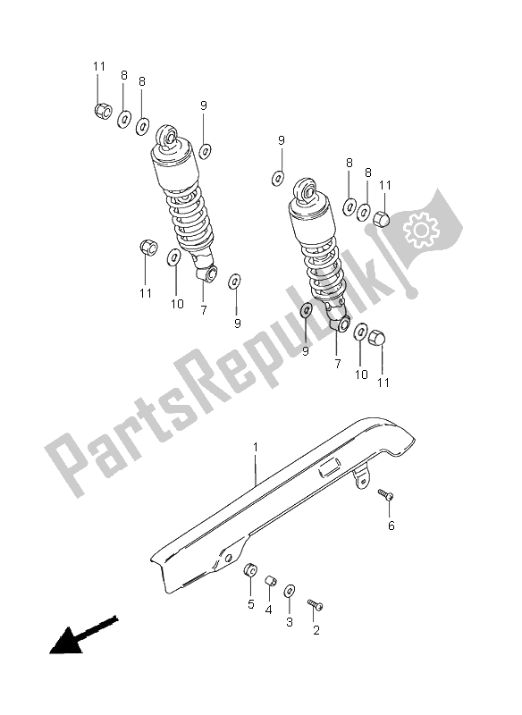 All parts for the Rear Shock Absorber of the Suzuki GN 125E 2001