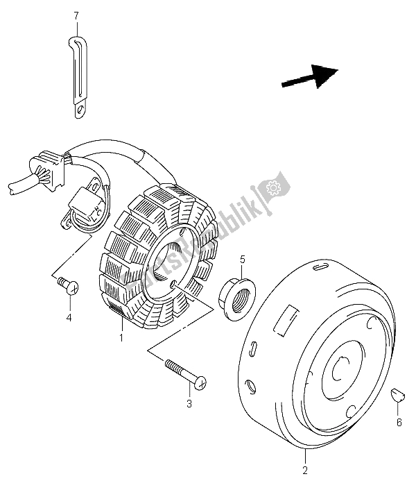 All parts for the Magneto of the Suzuki LT F 160 Quadrunner 2004