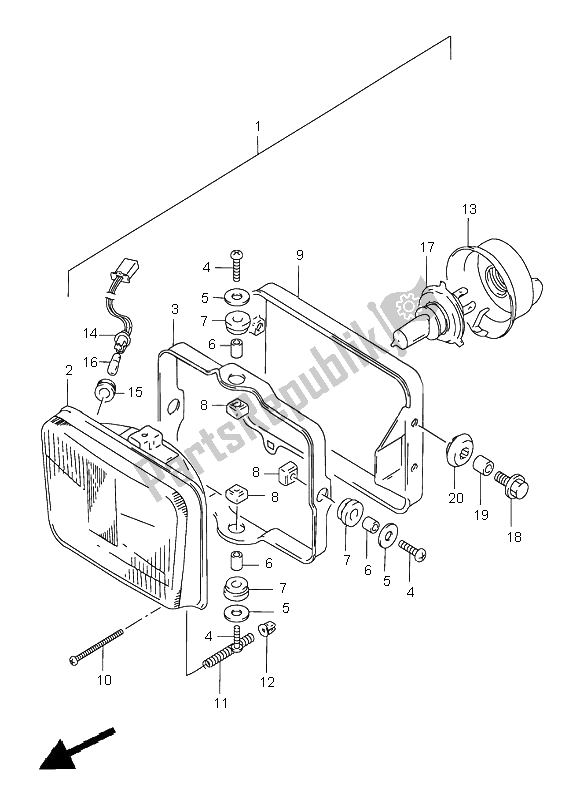 Todas las partes para Lámpara De Cabeza de Suzuki DR 650 SE 2000