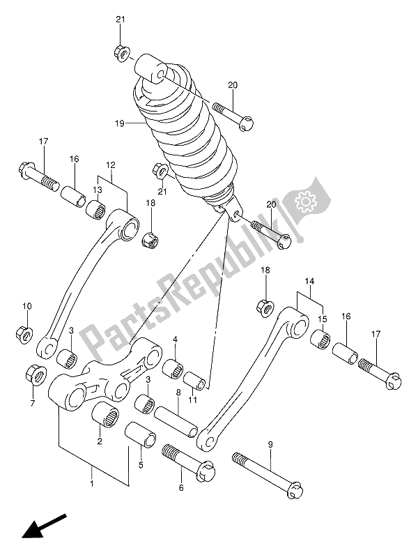 Tutte le parti per il Leva Del Cuscino Posteriore del Suzuki GSX 600 FUU2 1988