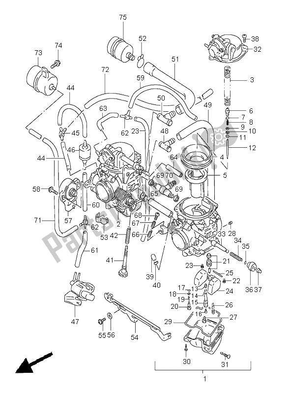 All parts for the Carburetor (e4) of the Suzuki GS 500E 1999