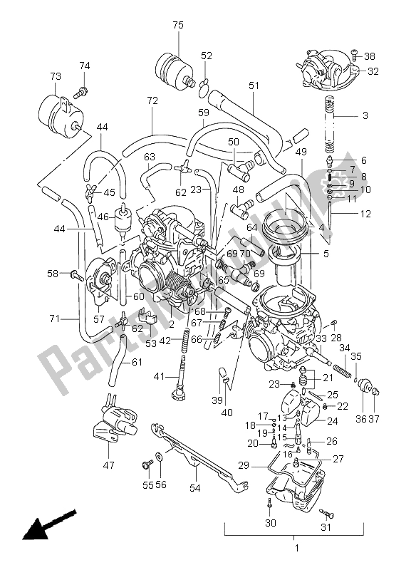 All parts for the Carburetor (e4) of the Suzuki GS 500E 1999