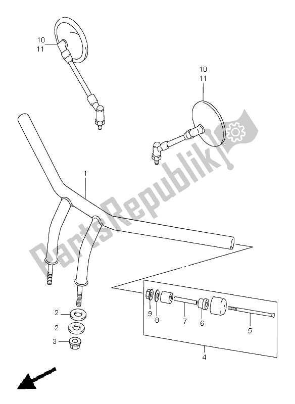 All parts for the Handlebar of the Suzuki VZ 800 Marauder 2002