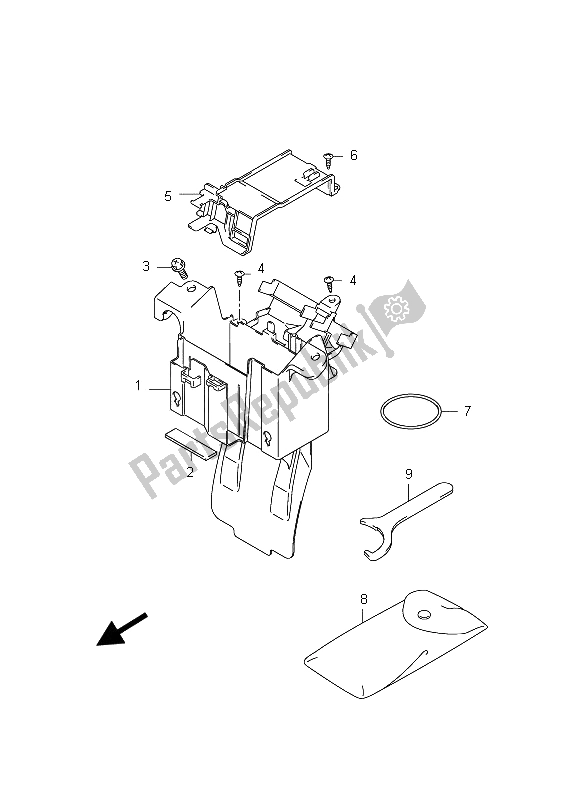 All parts for the Battery Holder (sfv650 E21) of the Suzuki SFV 650A Gladius 2012