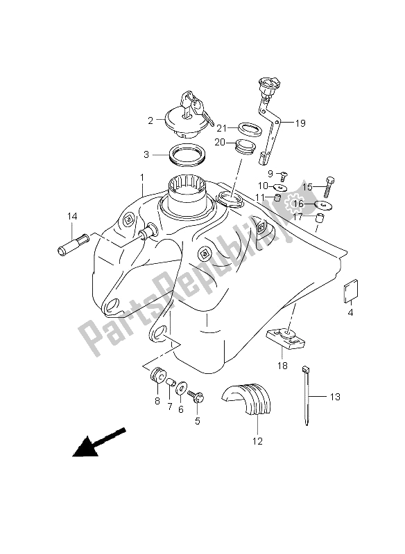 All parts for the Fuel Tank of the Suzuki DR 125 SM 2009