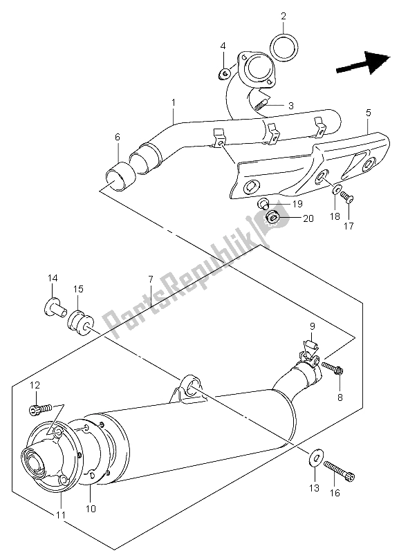 Todas las partes para Silenciador de Suzuki LT Z 400 Quadsport 2004