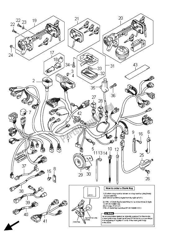 All parts for the Wiring Harness (an400za E19) of the Suzuki Burgman AN 400 AZA 2011