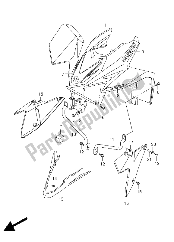 All parts for the Front Fender (lt-z400) of the Suzuki LT Z 400Z Quadsport 2009