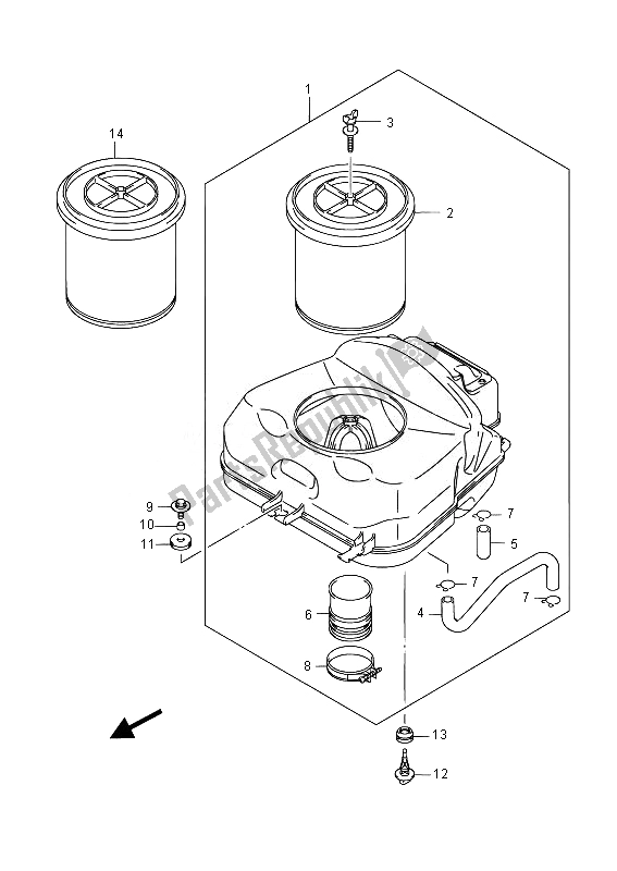 All parts for the Air Cleaner of the Suzuki LT A 750 XZ Kingquad AXI 4X4 2014