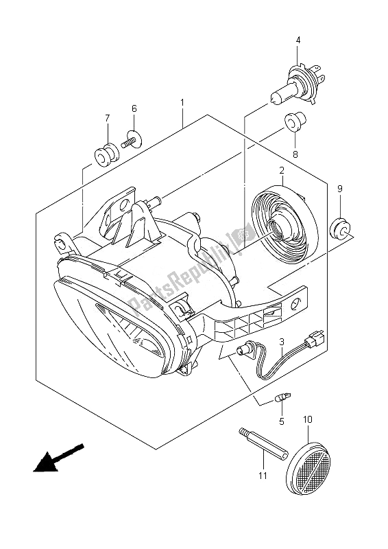 Tutte le parti per il Faro del Suzuki VZ 1500 Intruder 2010