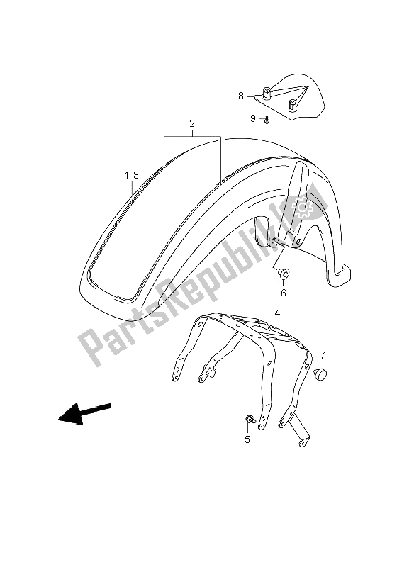 Tutte le parti per il Parafango Anteriore del Suzuki VL 800C Volusia 2006
