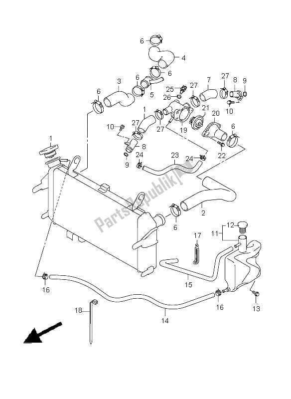 Toutes les pièces pour le Tuyau De Radiateur du Suzuki SFV 650A Gladius 2009