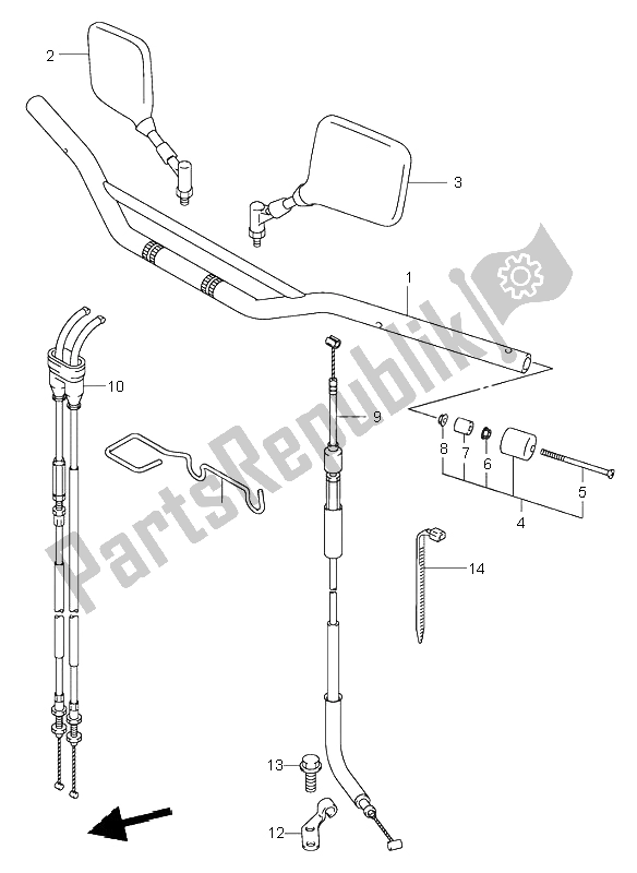 All parts for the Handlebar of the Suzuki DR Z 400S 2003