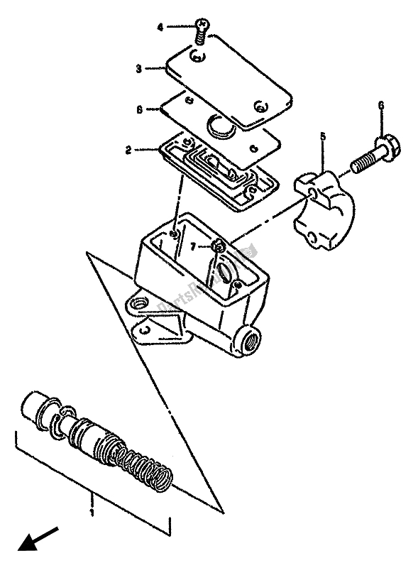 All parts for the Front Master Cylinder of the Suzuki GSX 750F 1993