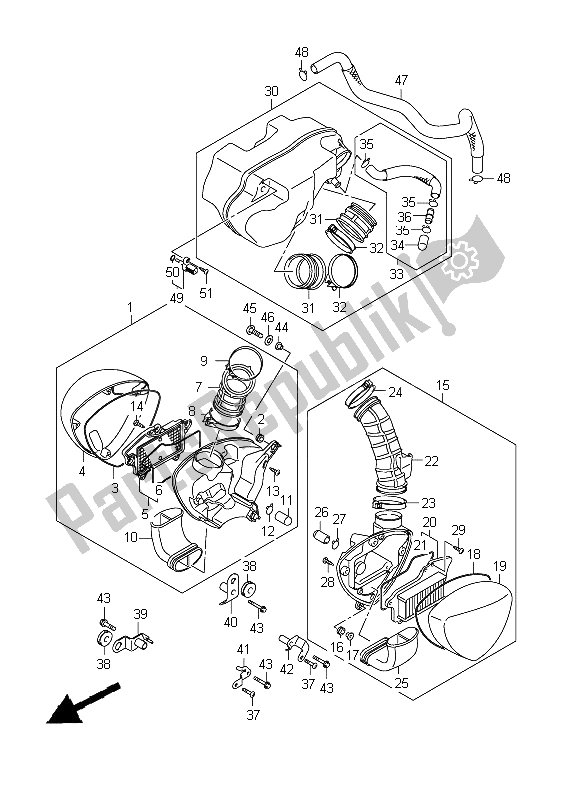 All parts for the Air Cleaner of the Suzuki VZ 1500 Intruder 2009