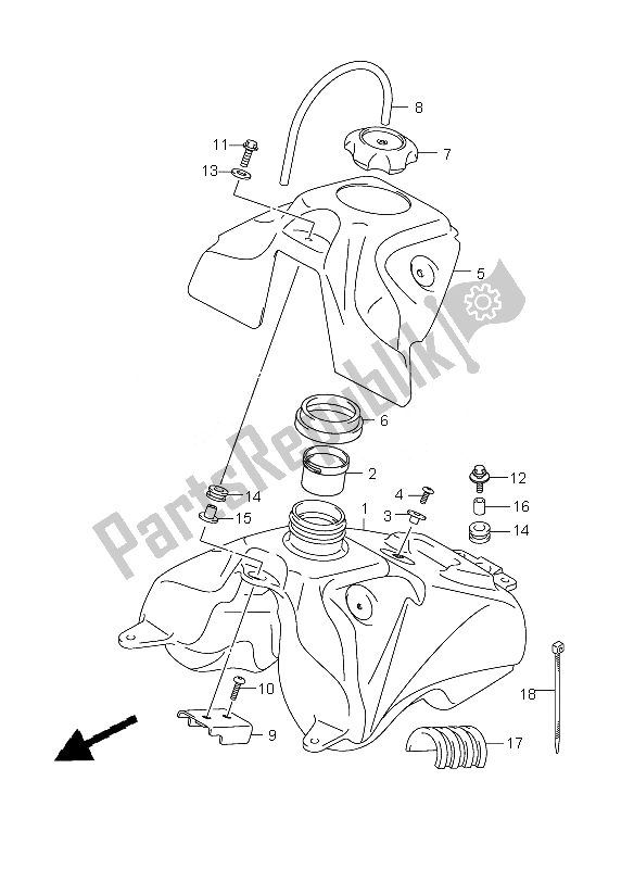 Tutte le parti per il Serbatoio Di Carburante del Suzuki DR Z 125 SW LW 2010