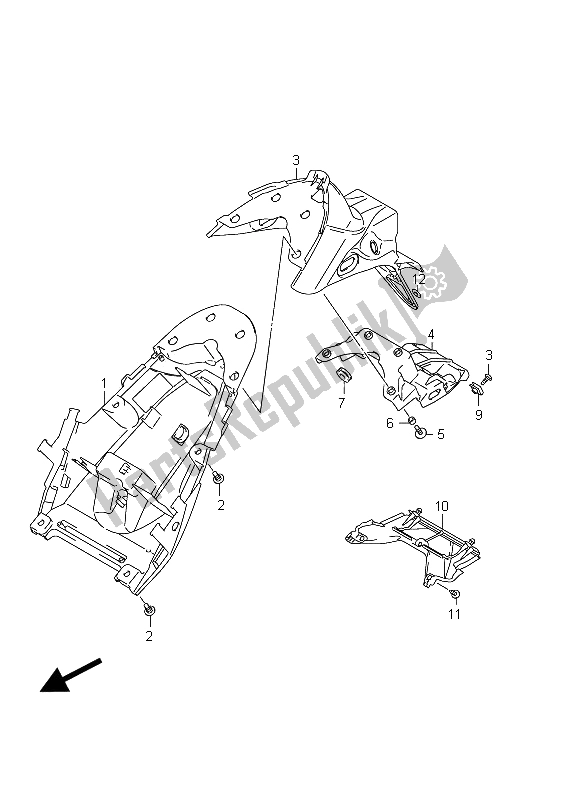 All parts for the Rear Fender (sfv650u E21) of the Suzuki SFV 650A Gladius 2011