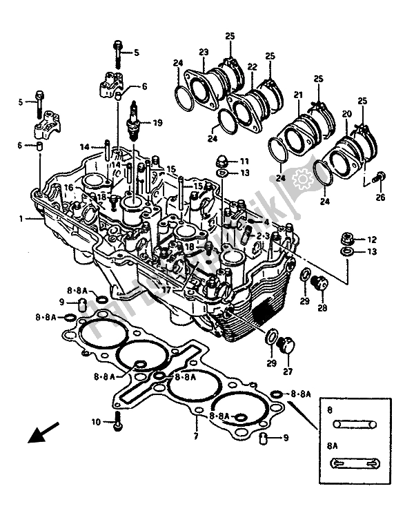 Tutte le parti per il Testata del Suzuki GSX R 1100 1987