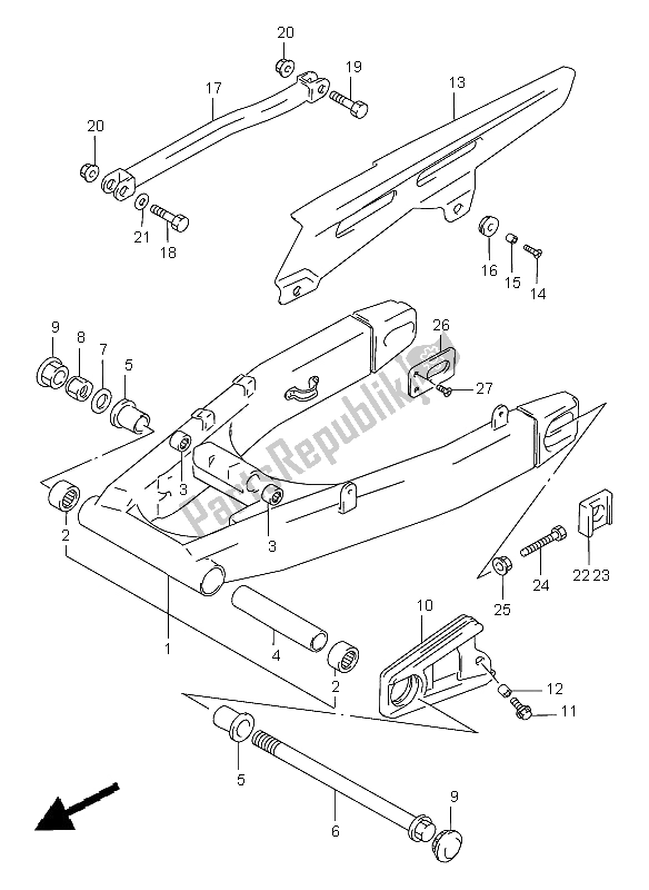 Todas as partes de Braço Oscilante Traseiro do Suzuki GSF 1200 NS Bandit 1996