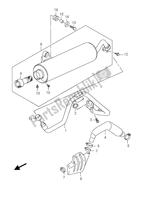 All parts for the Muffler of the Suzuki LT Z 90 4T Quadsport 2010