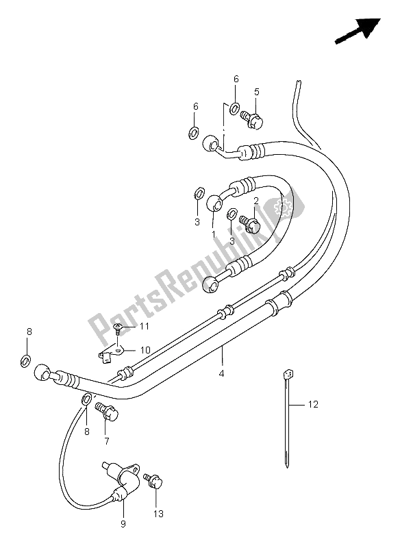 All parts for the Rear Brake Hose (gsf1200sa) of the Suzuki GSF 1200 Nssa Bandit 1998