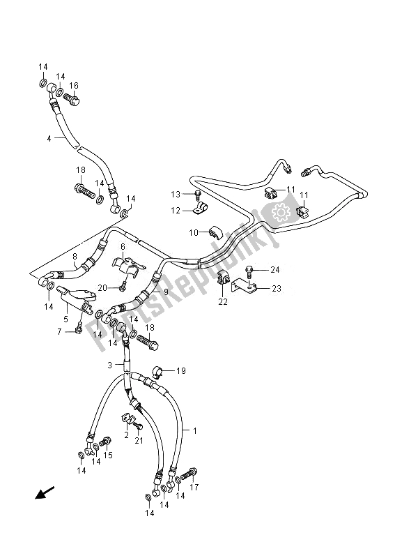 Todas las partes para Manguera De Freno Delantero de Suzuki GSF 1250 SA Bandit 2014