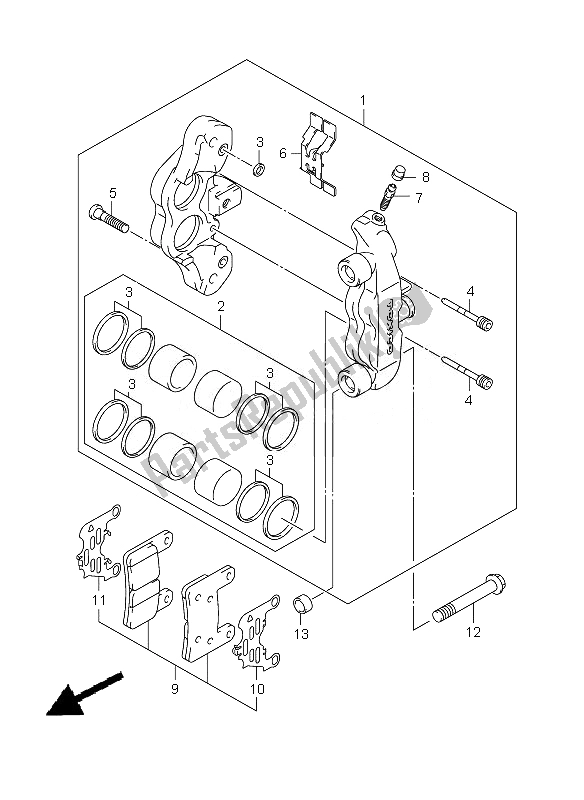 Tutte le parti per il Pinza Anteriore del Suzuki GSX R 600 2010