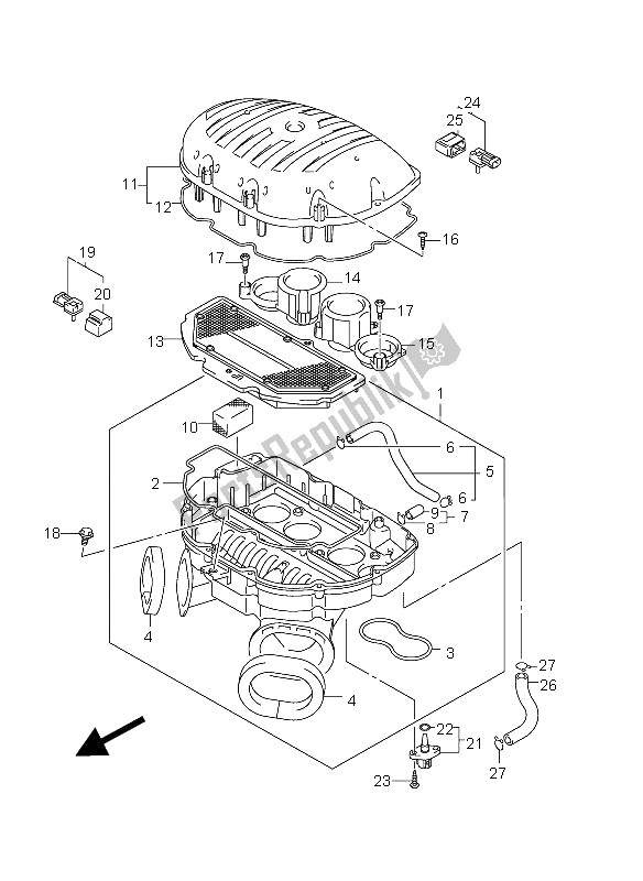 All parts for the Air Cleaner of the Suzuki GSX R 1000 2012