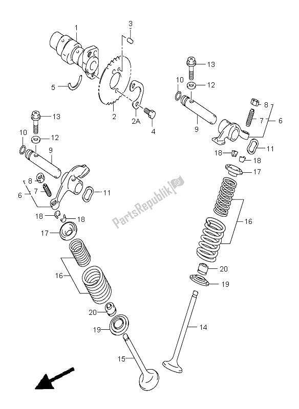 All parts for the Camshaft & Valve of the Suzuki RV 125 Vanvan 2004