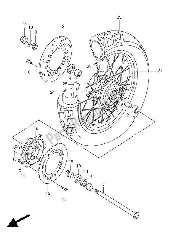 Toutes les pièces pour le Roue Arrière du Suzuki XF 650 Freewind 2000