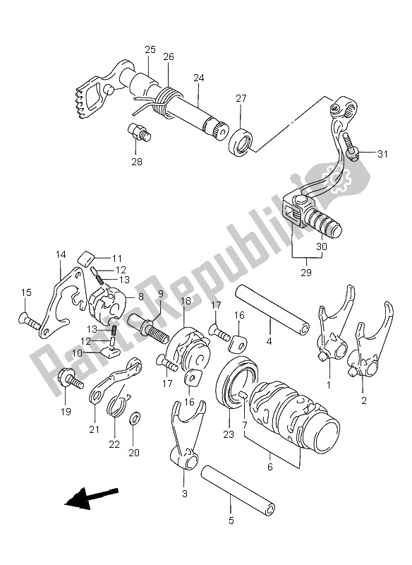 Todas las partes para Cambio De Marchas de Suzuki RM 80 2001