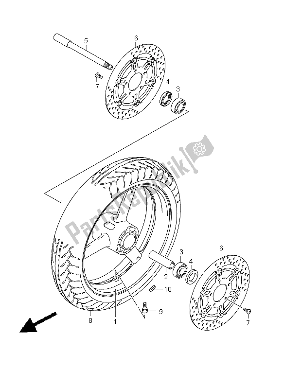 All parts for the Front Wheel (sv650-u-s-su) of the Suzuki SV 650 Nsnasa 2009