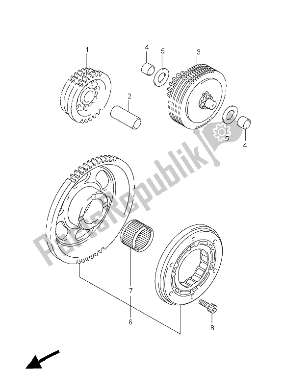 All parts for the Starter Clutch of the Suzuki LT R 450 Quadracer Limited 2008