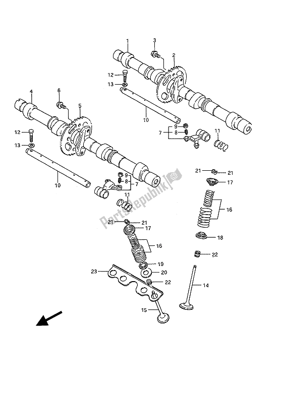 All parts for the Cam Shaft & Valve of the Suzuki GSX 1100F 1992