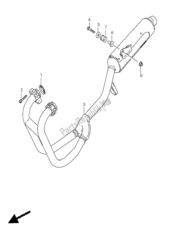 All parts for the Muffler of the Suzuki GS 500E 2000