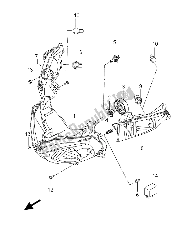 Alle onderdelen voor de Combinatielamp Voor van de Suzuki UH 200 Burgman Executive 2011
