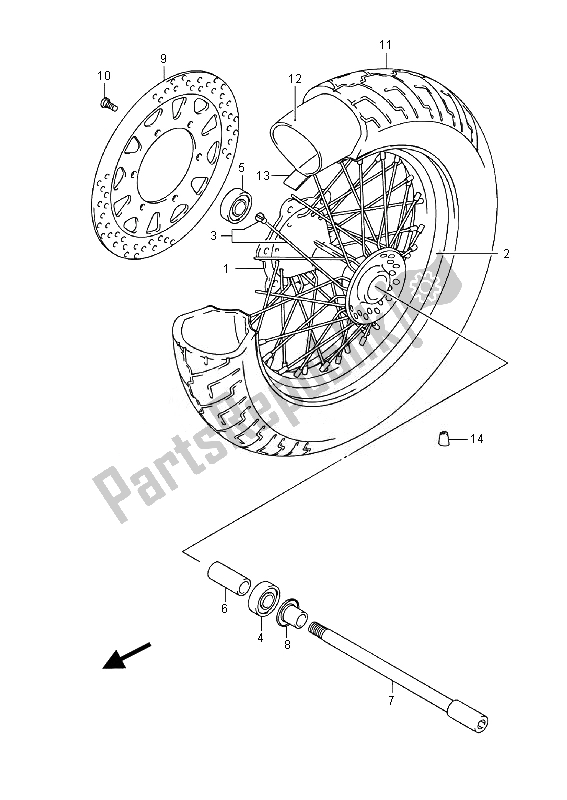 Tutte le parti per il Ruota Anteriore (vl800 E02) del Suzuki VL 800 CT Intruder 2014