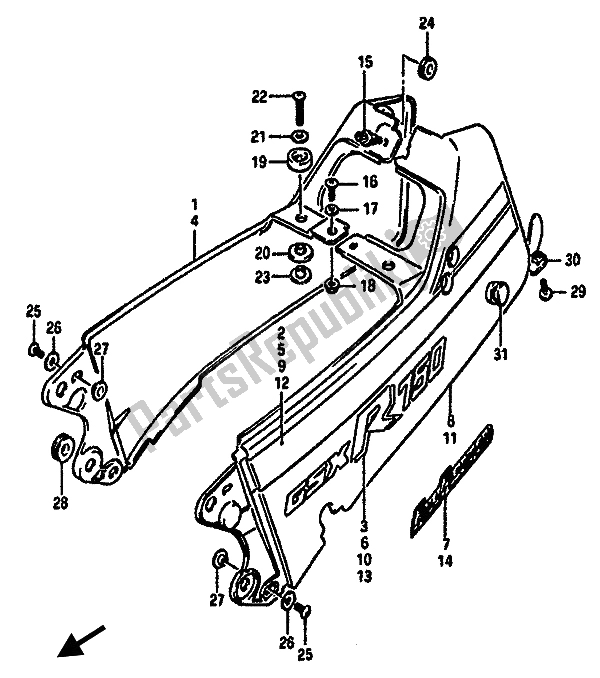 All parts for the Seat Tail Cover of the Suzuki GSX R 750 1985