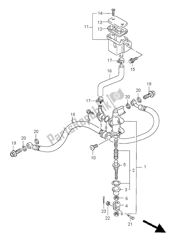 Tutte le parti per il Pompa Freno Posteriore del Suzuki GSX R 600 1997