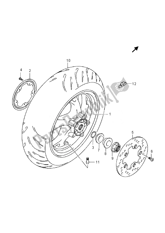 All parts for the Rear Wheel (an400za E02) of the Suzuki Burgman AN 400 AZA 2014