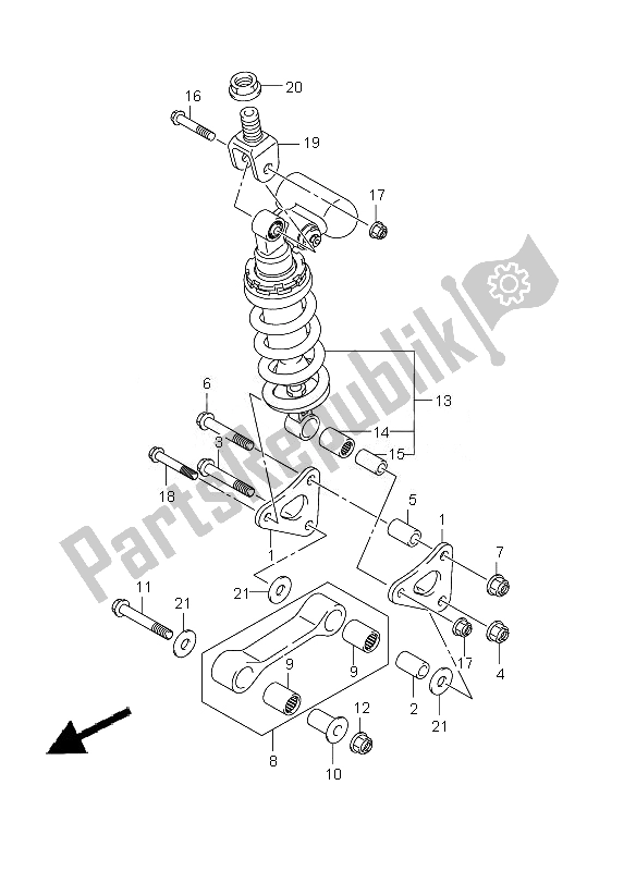 All parts for the Rear Cushion Lever of the Suzuki GSX R 1000Z 2010