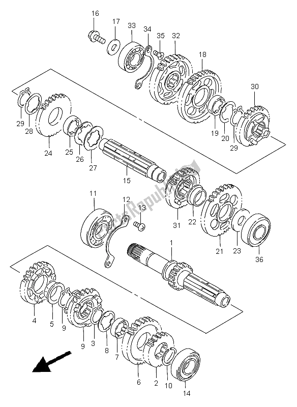 All parts for the Transmission of the Suzuki VS 800 Intruder 2005