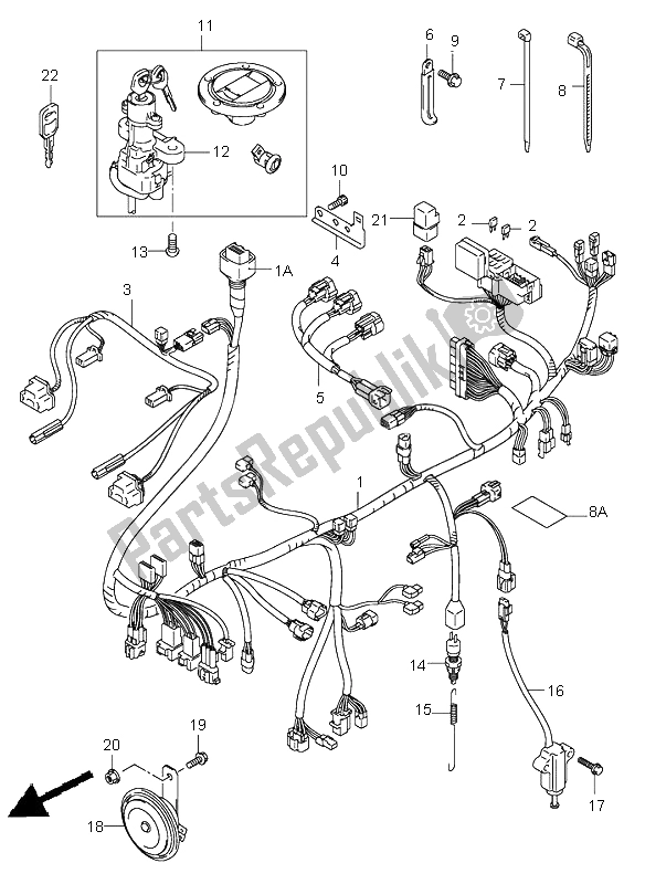 All parts for the Wiring Harness (sv1000s-s1-s2) of the Suzuki SV 1000 NS 2003