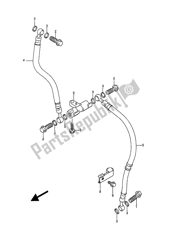 All parts for the Front Brake Hose of the Suzuki GSF 400 Bandit 1991