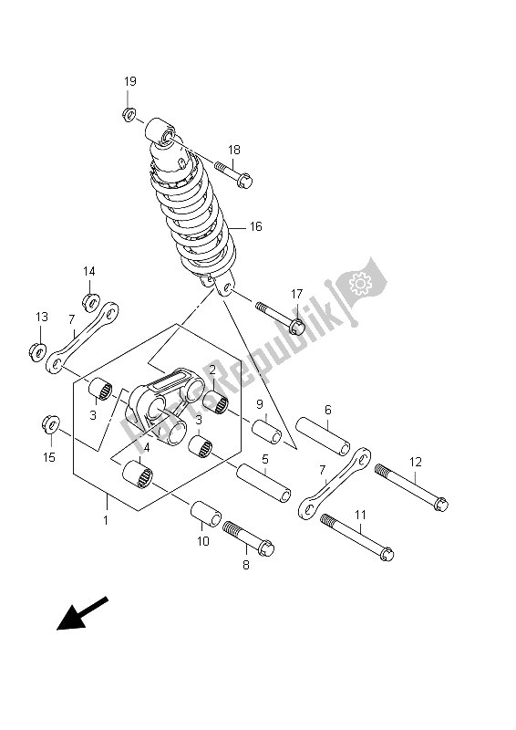 All parts for the Rear Cushion Lever of the Suzuki SFV 650A Gladius 2012